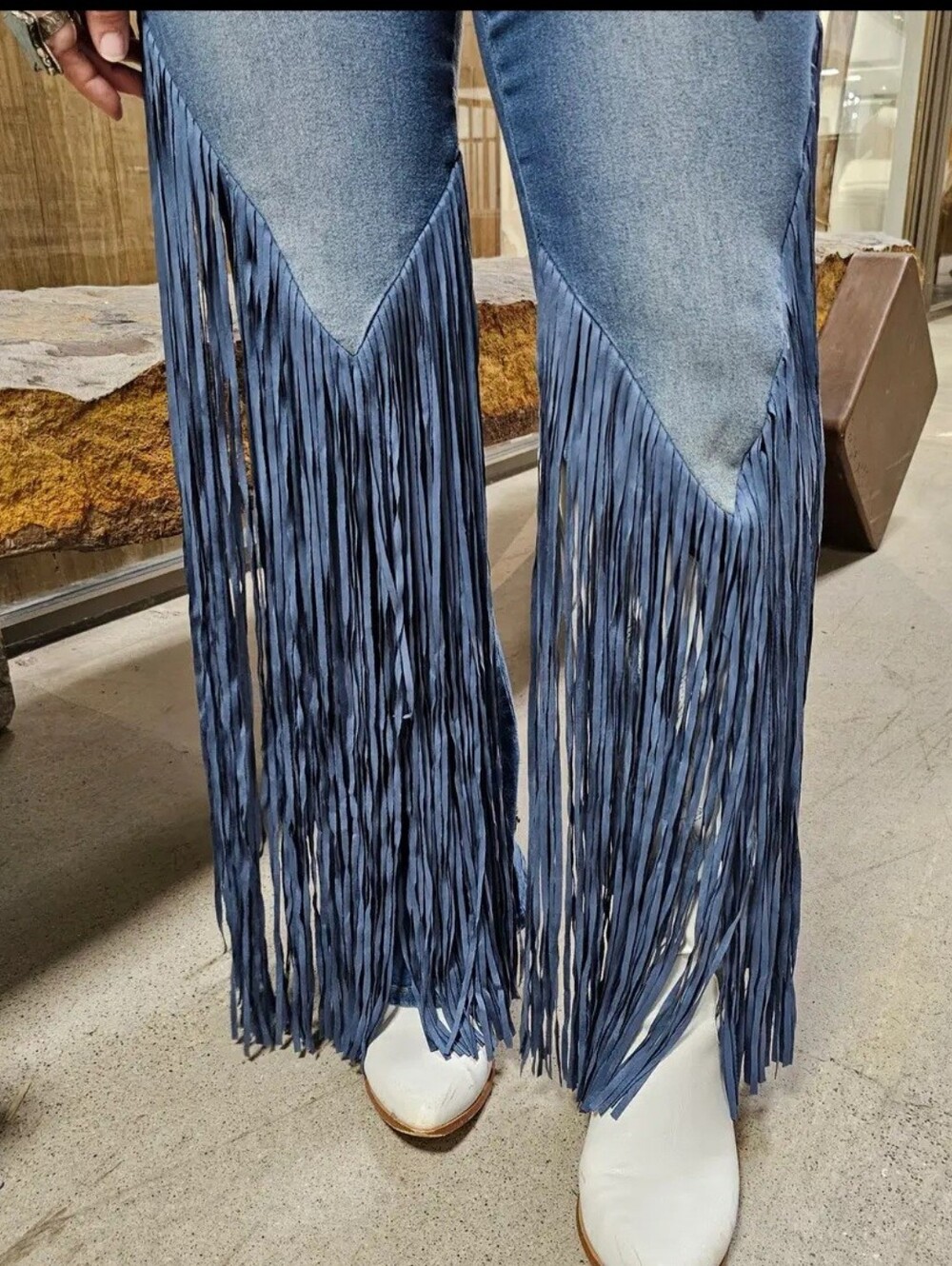 #1638 A Rare Bird Fringe Snap Jeans - Picture 2 of 6